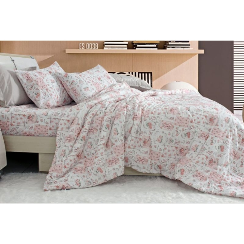 Sprei Set + Bed Cover 30 cm Envoy – Katun CVC Dingin, Jahitan Kansai, Quilting Komputer (King)