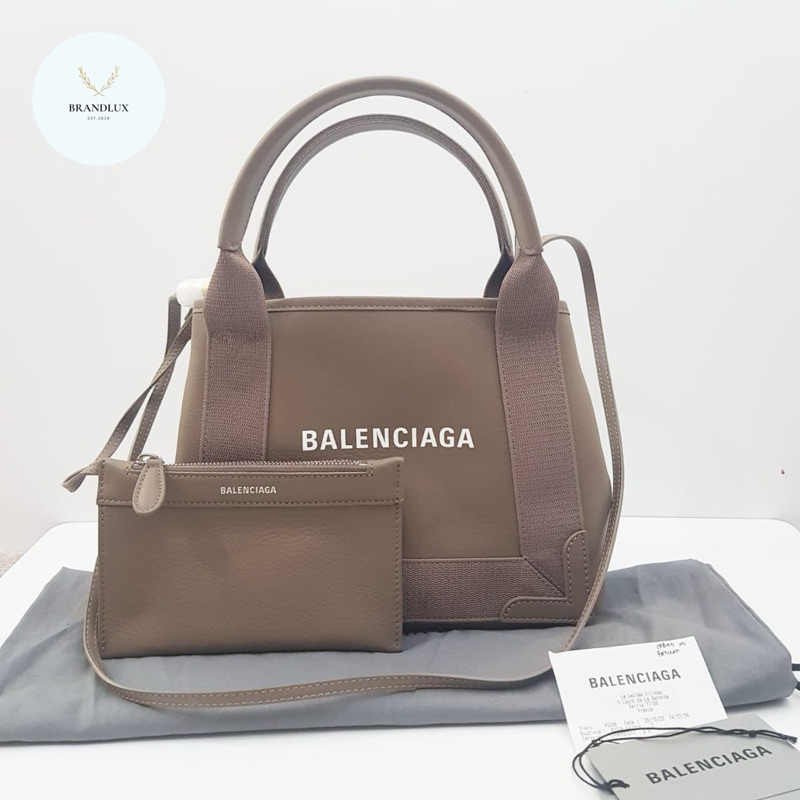 BALENCIAGA Cabas XS Tote leather mink grey (brown)