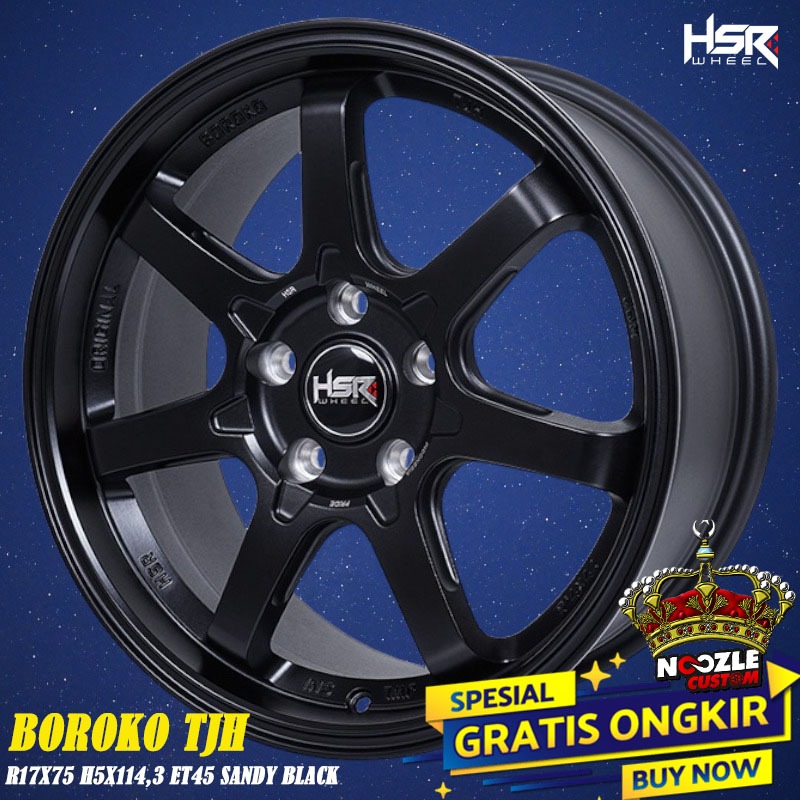Velg Mobil R17 Full Black Lubang 5 Pelek Racing HSR Terbaru HSR Type TJH