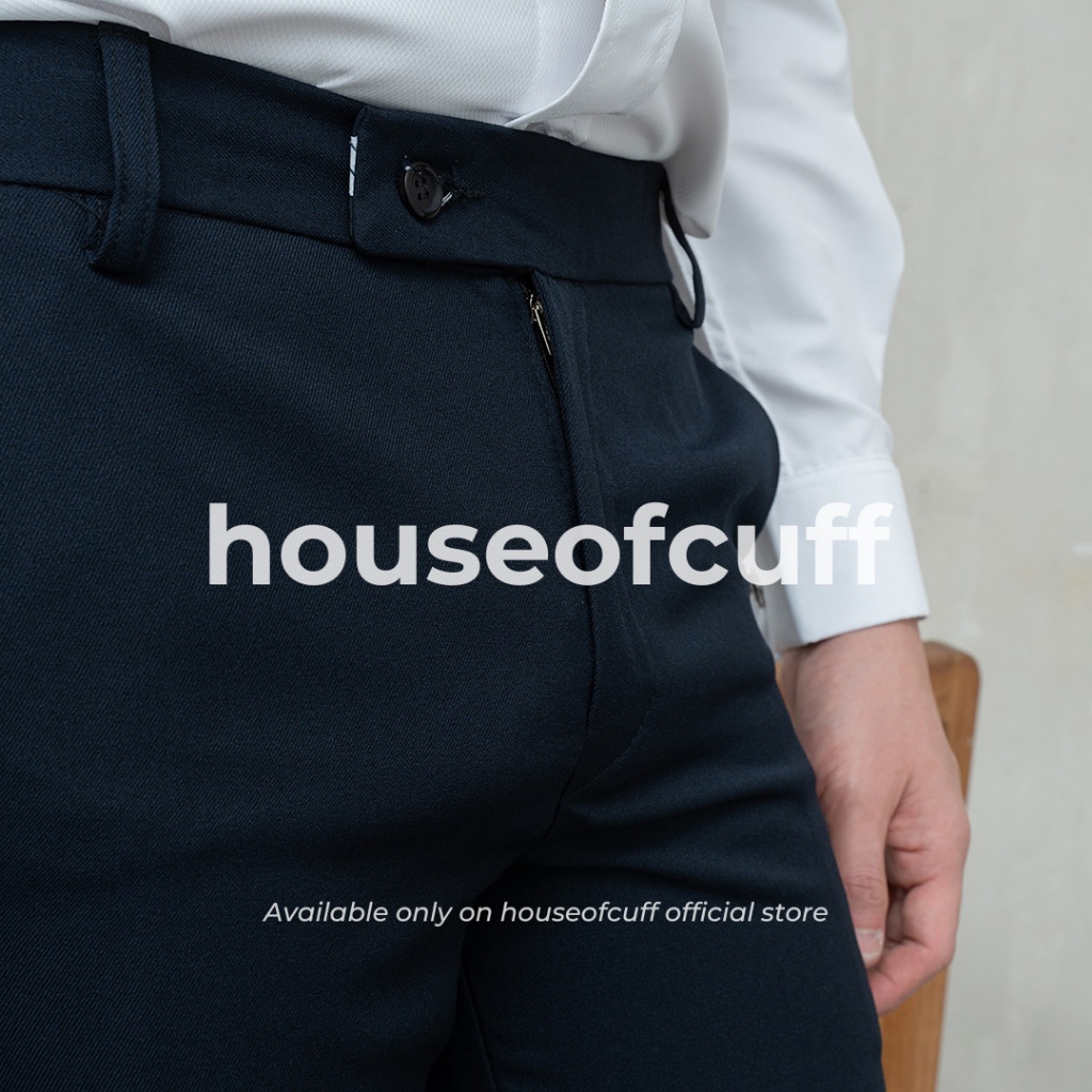 Houseofcuff Celana Bahan Kerja Ankle Button Slim Fit Navy