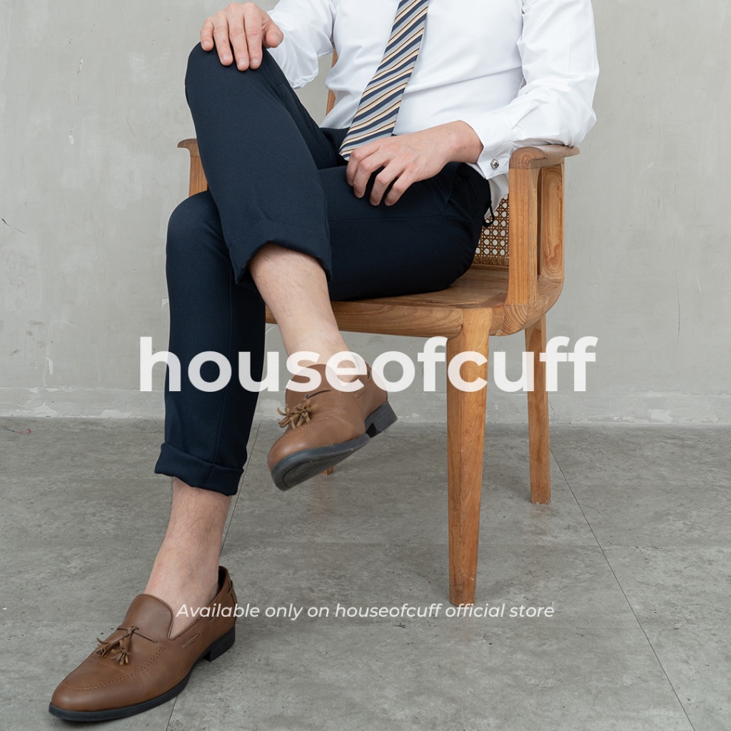 Houseofcuff Celana Bahan Kerja Ankle Button Slim Fit Navy