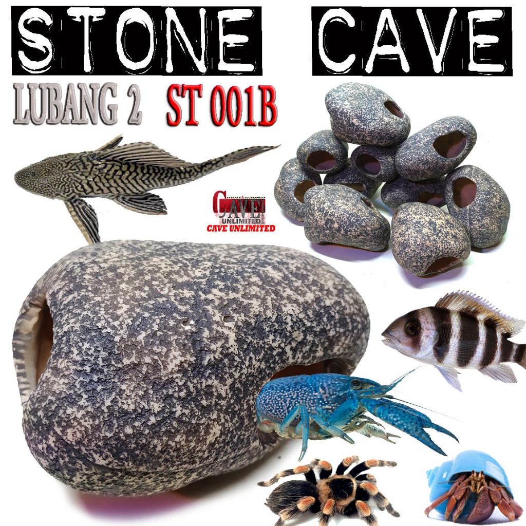 ST001B HIASAN DEKORASI AKUARIUM AQUASCAPE PLECO TEMPAT SEMBUNYI BERMAIN GOA RUMAH BREEDING IKAN HIAS