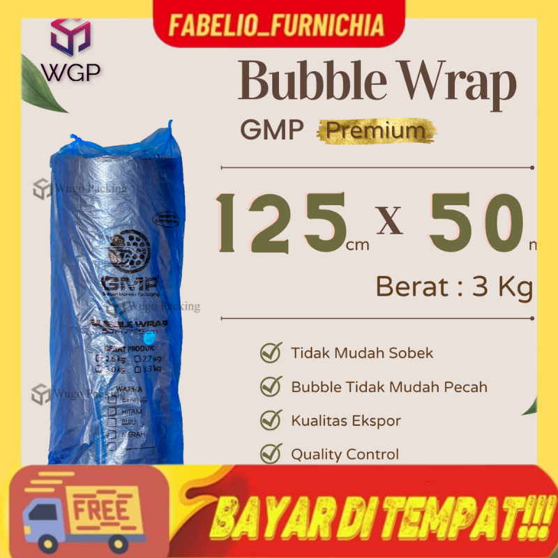 

Bubble Wrap GMP HITAM PREMIUM 3KG 125 cm x 50 meter Bungkus Plastik Gojek Grab