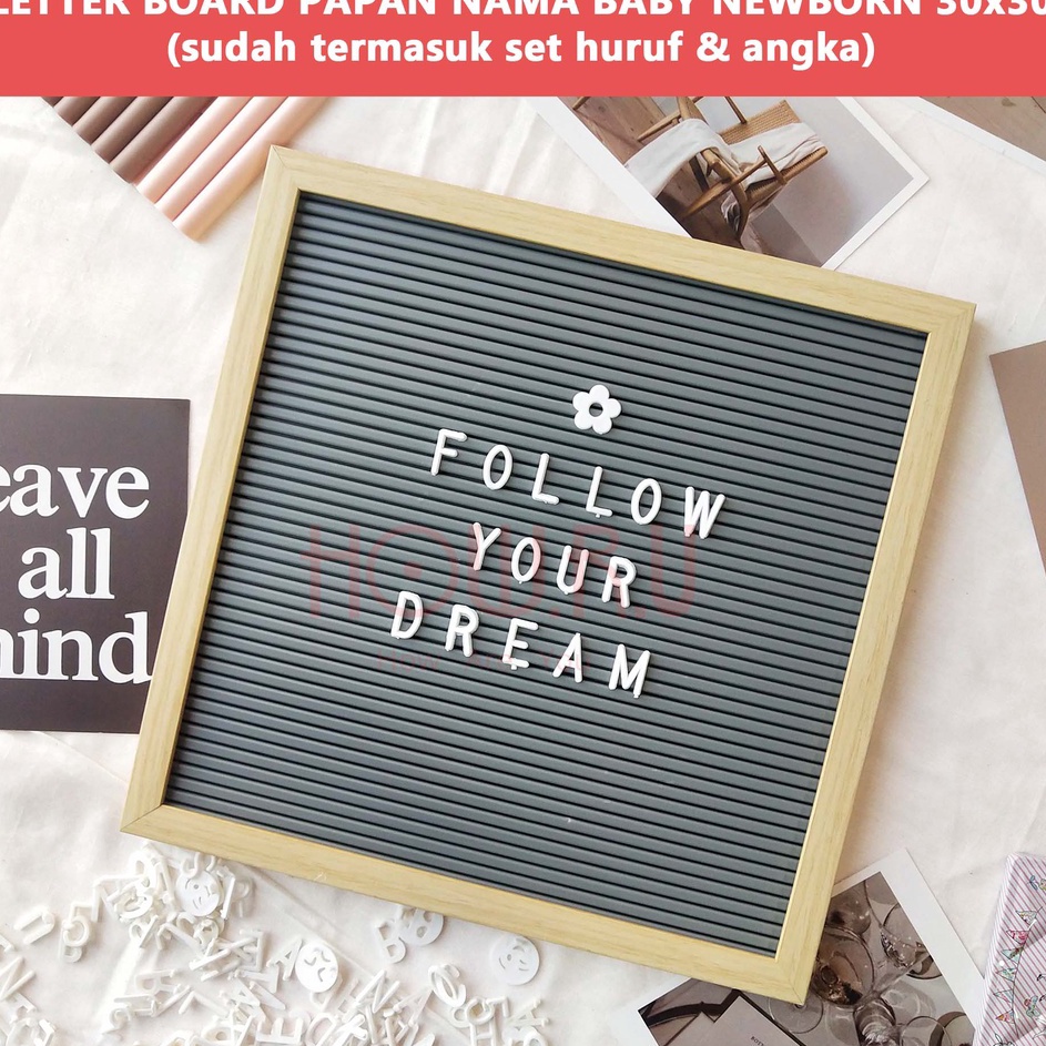 

[KODE VGEDO] HOW.R.U GROSIR | Letter Board 30x30 cm Papan Nama Baby Newborn Viral sudah termasuk Huruf