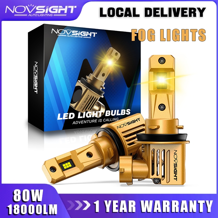 Novsight N66Y Lampu Kabut 80W 18000LM Foglamp H11 Lampu Mobil Kit Bohlam Lampu Depan LED Sorot