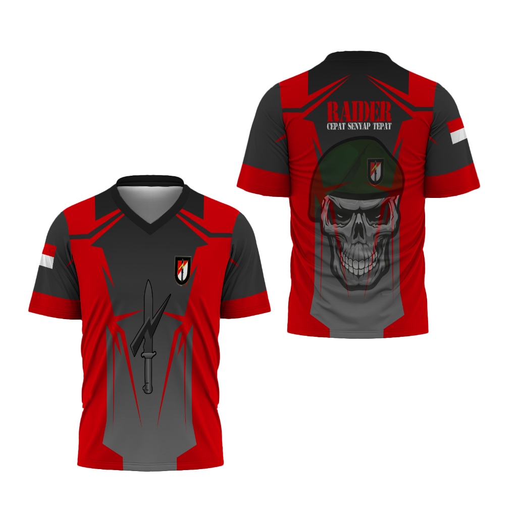 Baju Kaos Raider TNI AD | Jersey Raider Pendek |  Batalyon Raider Jersey | Kaos Batalyon Rider Pria 