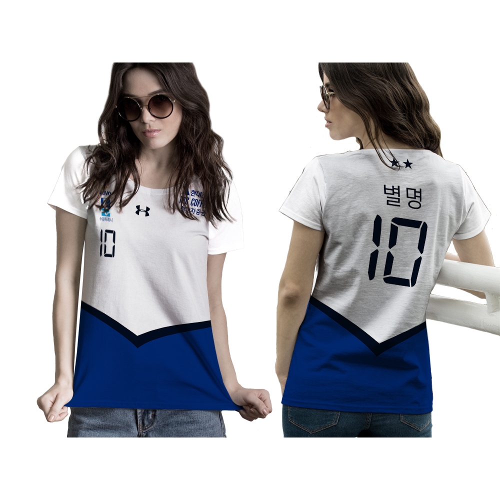 Jersey Retro Olahraga Volly Putih Biru Wanita | Kaos Tshirt DriFit FREE CUSTOM