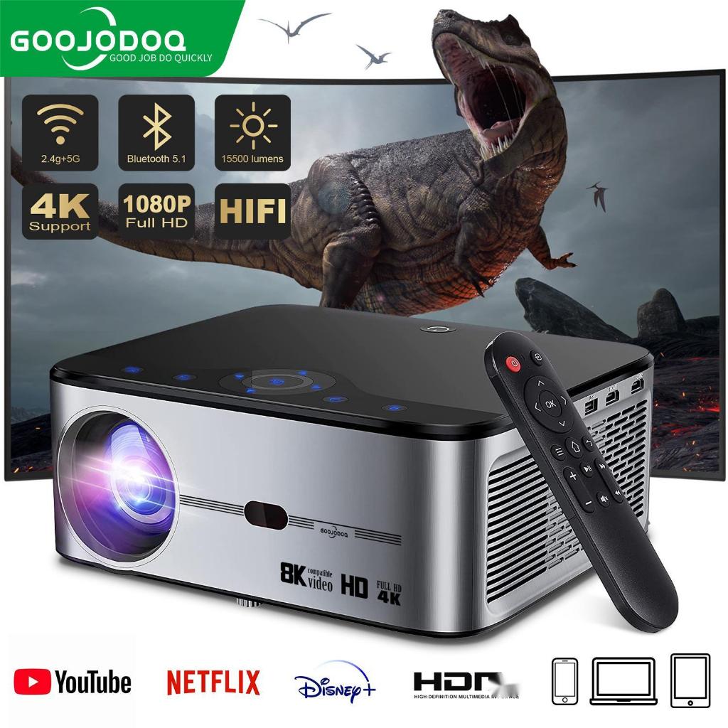 GOOJODOQ Wifi 4k Proyektor Full HD 1080p 15500 LM Suporta Android Sincronizando a Tela do Smartphone