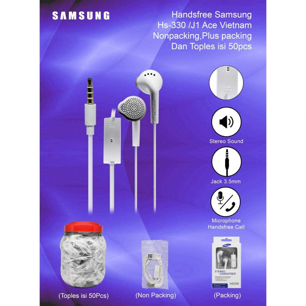 [WE-HK] Handsfree Samsung HS-330 / J1 Ace Stereo Bass / Headset Earphone