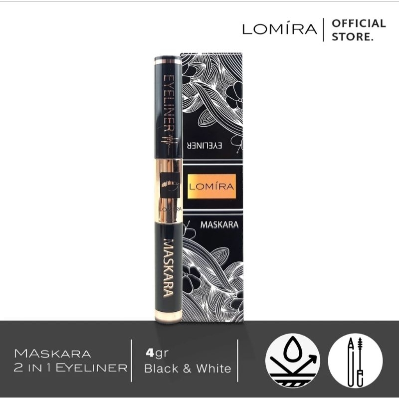 LOMIRA MASCARA+EYELINER 2IN1 WATERPROOF|MASCARA 2IN1 LOMIRA BPOM