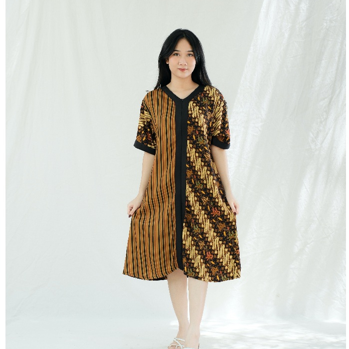 Sekar Mekar Dress Daster Batik Wanita Fashionable Model 008 produksi UNGGUL JAYA Bahan Rayon Santung