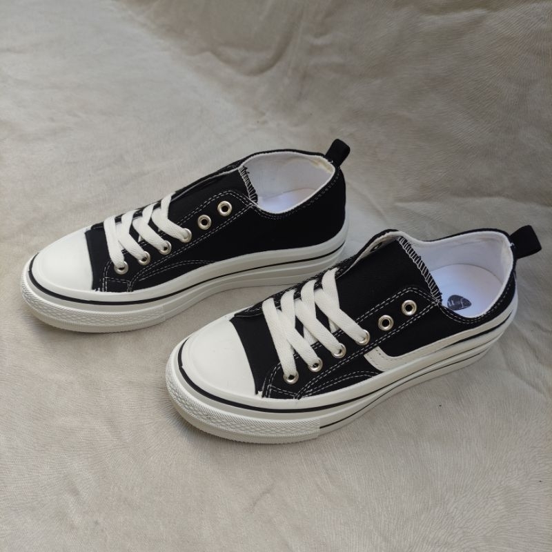 sepatu sekolah frank & nat (f&n) 639-0 putih/hitam 37-41