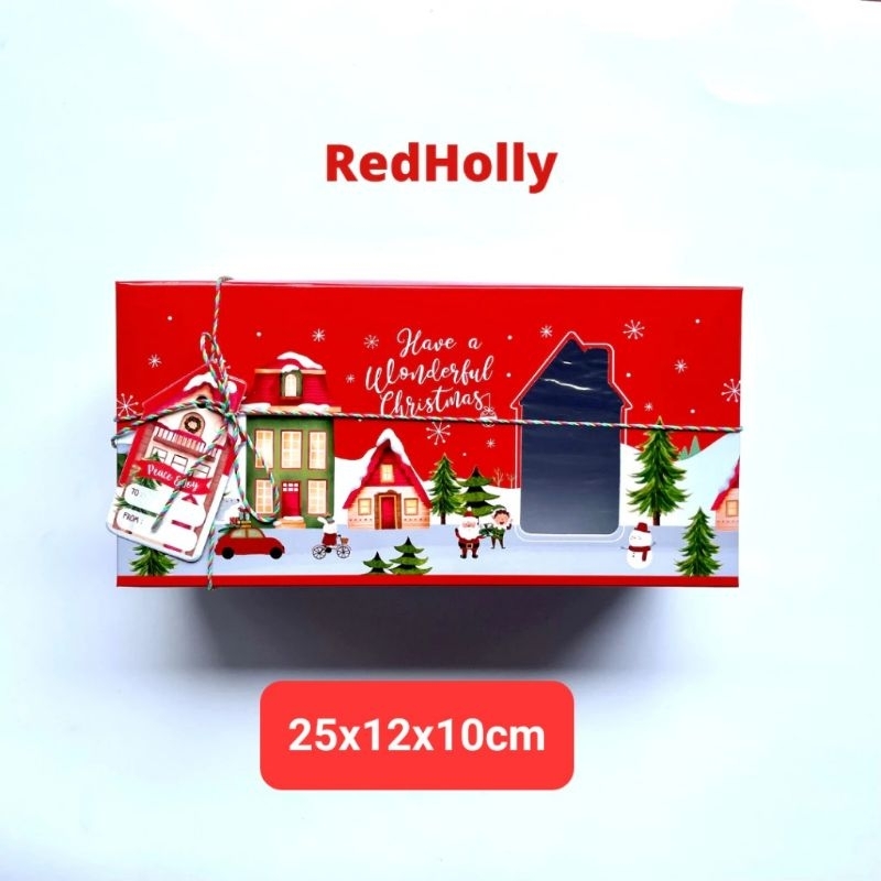 

2pcs Kotak Hampers Natal 25x12x10cm Cake box RED HOLY