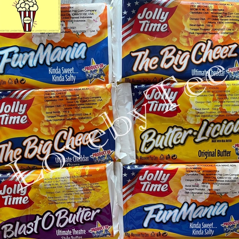 

[✾D21&] Jolly Time Microwave Popcorn Original Murah Terjamin Bagus