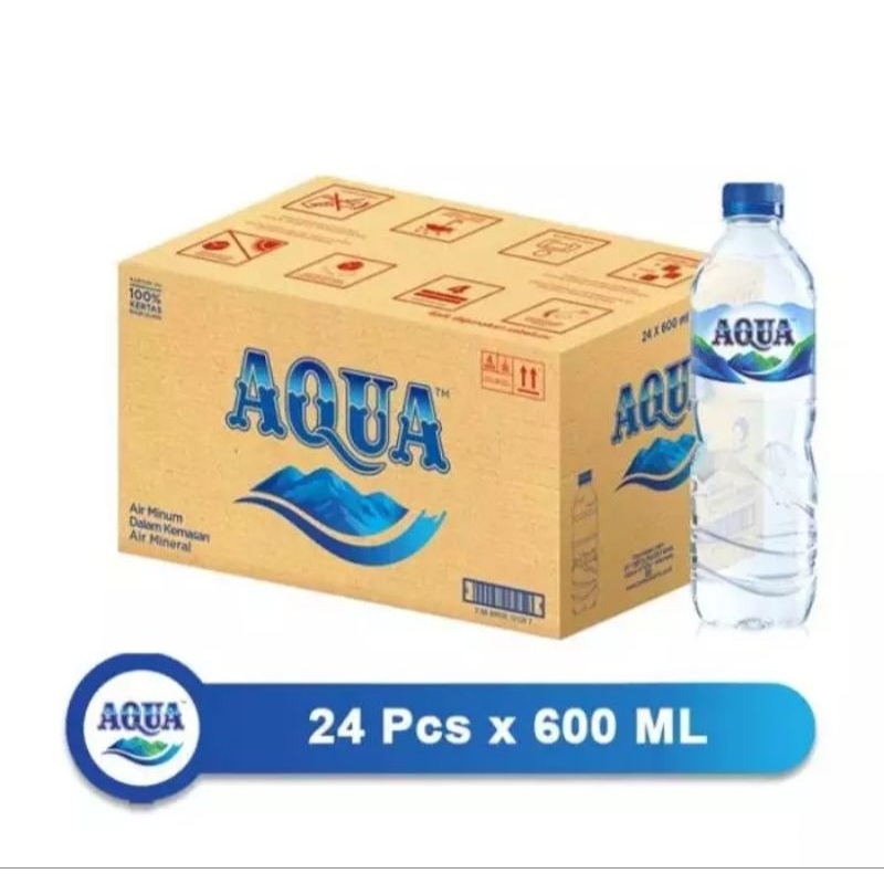 Aqua Botol | Air Mineral 600Ml 1 Dus Isi 24 Pcs
