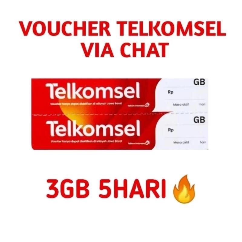 VOUCHER TELKOMSEL 3GB/5HARI SUMUT DAN ACEH ( KODE KIRIM VIA CHAT TOKO )