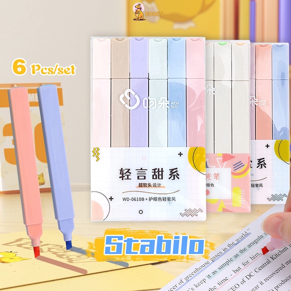 

Best S3ller Edden Stabilo isi 6 warna pastel Stabillo warna Highlighter pastel Original