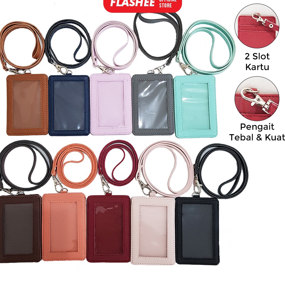 

R3ady St0ck Name Tag ID Card Holder Kulit Lanyard Termurah Berkualitas PU Leather Lanyard NameTag ID Card Holder [292]