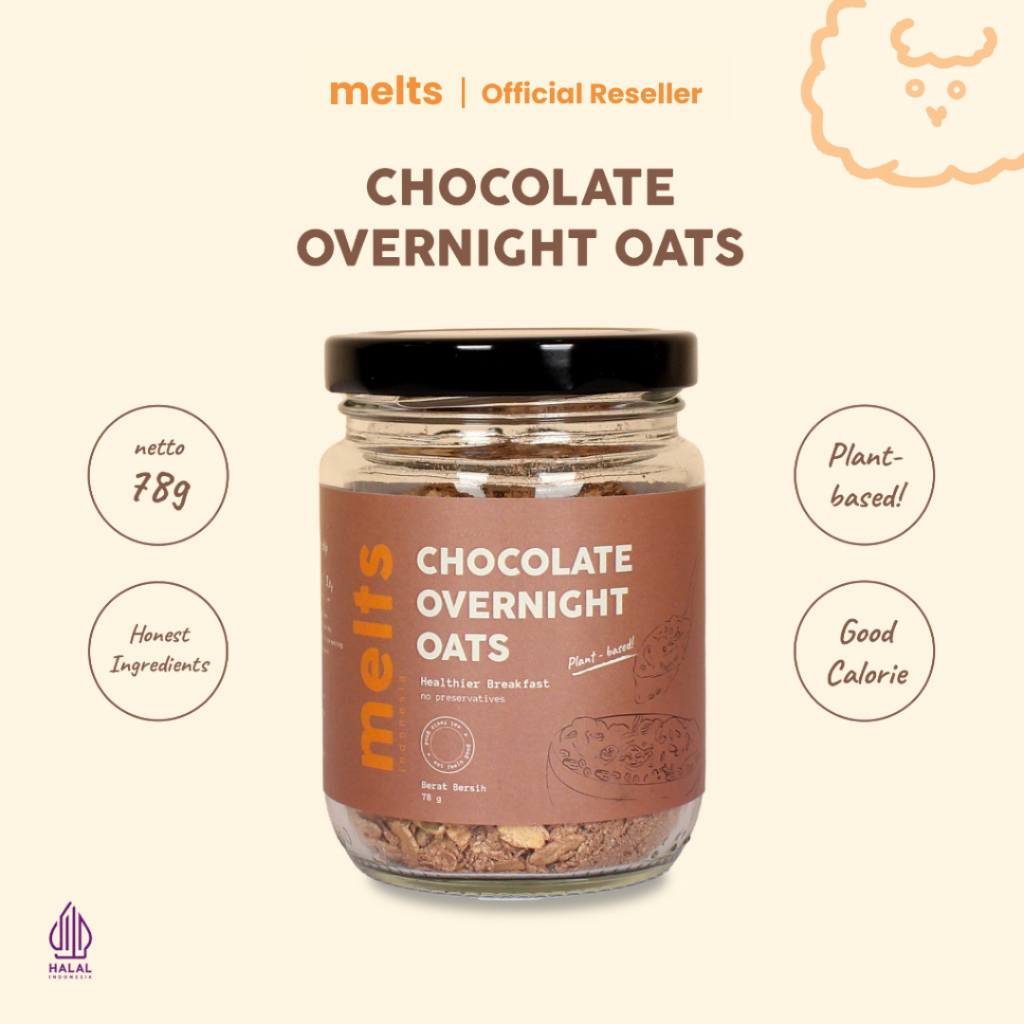 

CHOCOLATE OVERNIGHT OATS - Ready to Eat ! by Melts | Meal Replacement (High Fiber, Vegan) Sarapan Minuman Cereal Bubuk Instan Susu Sereal Oat Meal Oatmeal Hot Chocolate Milkshake Milk Shake