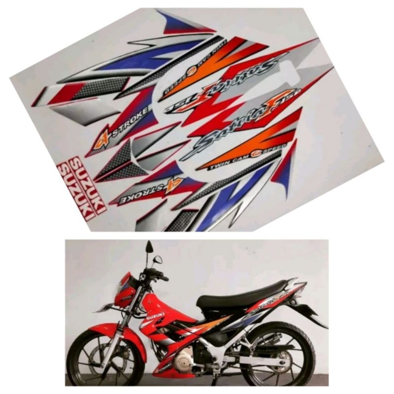 STRIPING STIKER SUZUKI SATRIA FU CBU TAHUN 2005 2006 MERAH HITAM