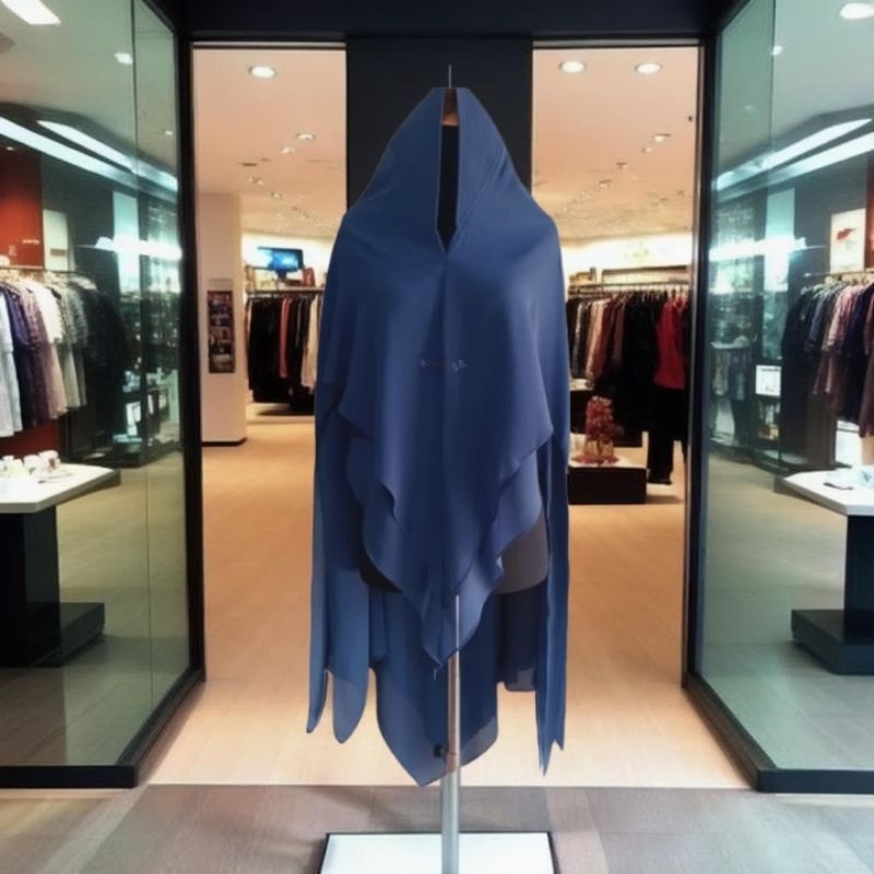 (NAVY) Khimar Syari Naomi like Sisesa Clothing by Sjsesa FZ Butik