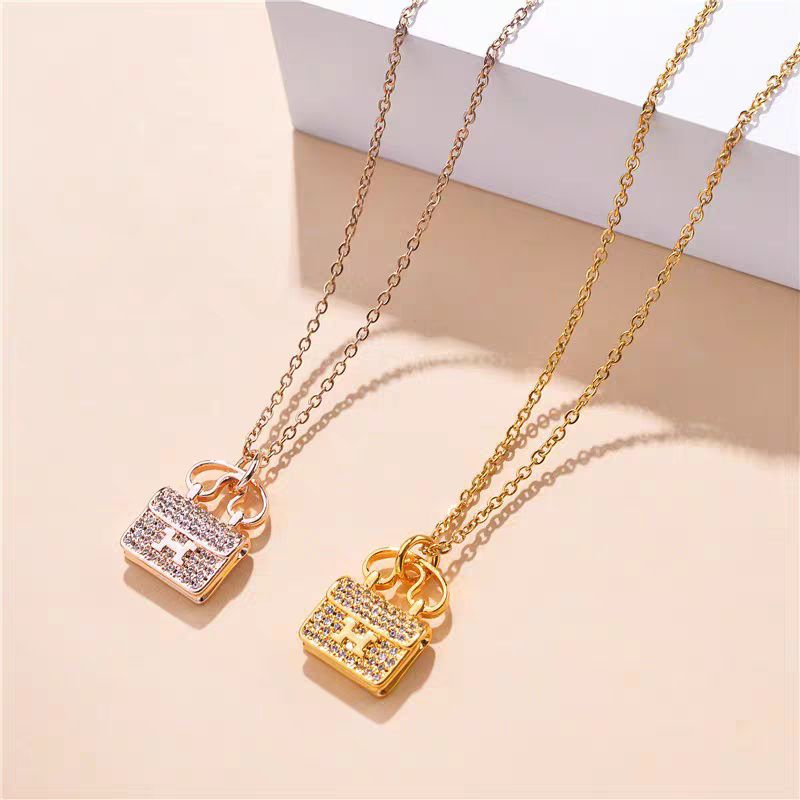 KALUNG TITANIUM WANITA ASLI RANTAI LIONTIN MOTIF TAS H
