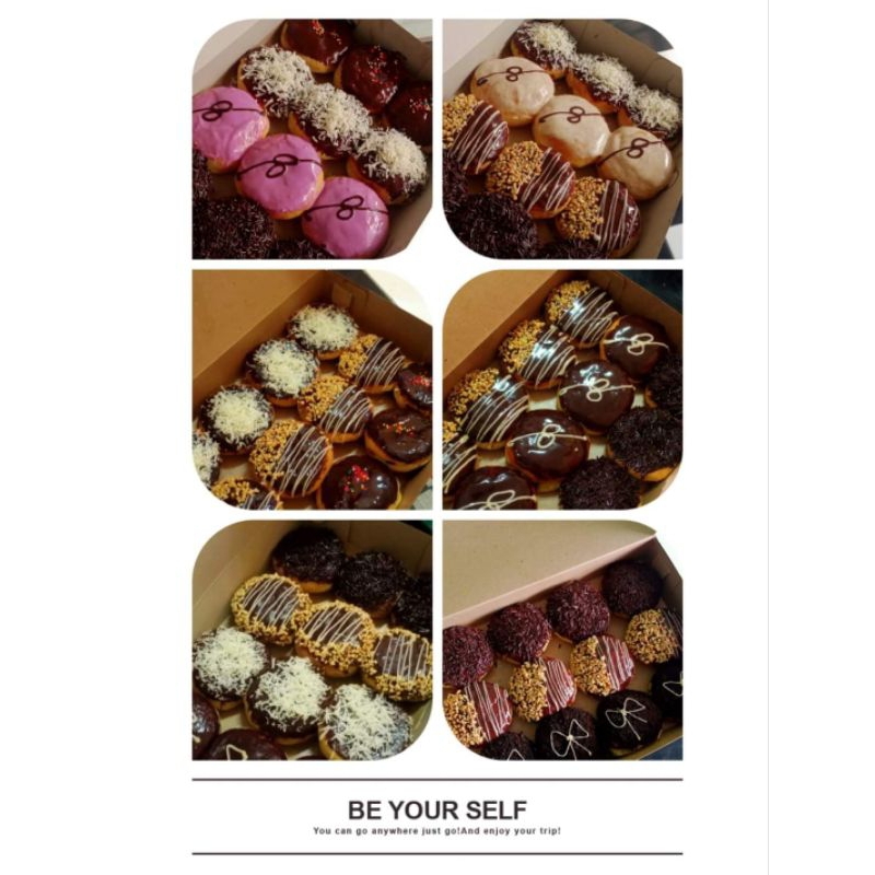 

Donat isi 12 ukr standar aneka toping coklat ( Varian Coklat )