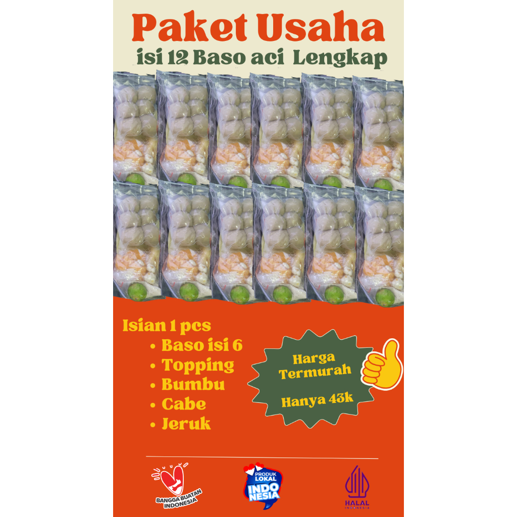 

PAKET 12 Pack BASO ACI HOMEMADE boci isi 6 bakso aci termurah ayam suir Baso aci mini 12 Bungkus Teh shanty mama fuji Tulang Rangu Mercon