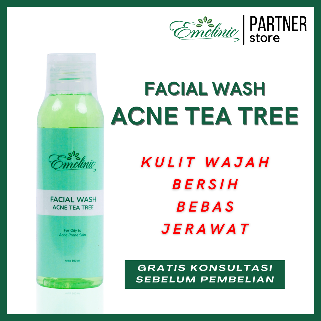 EMCLINIC Facial Wash Acne  Tea Tree 100ml - Tea Tree Oil - Sabun Jerawat - Face Wash Acne - Sabun Cu