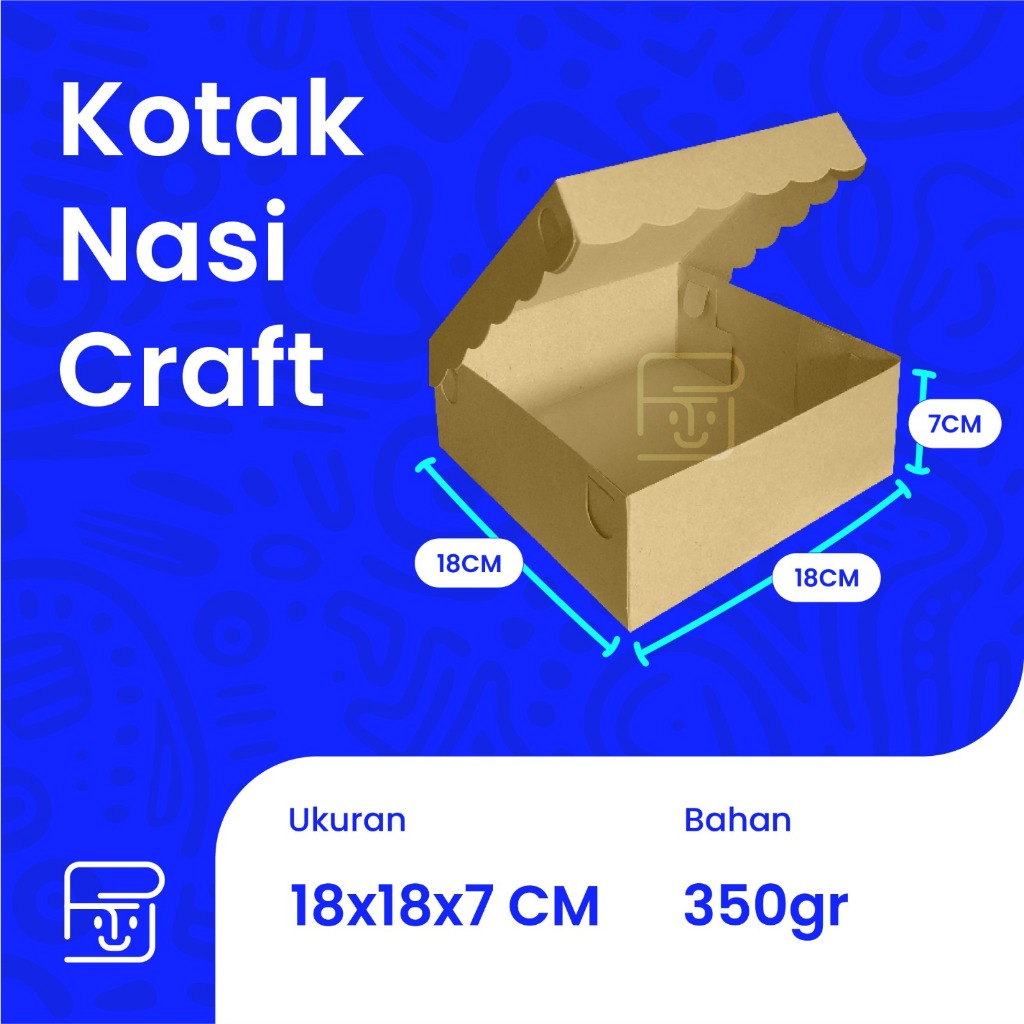Kotak Nasi 18x18x7 cm tutup sambung / Kotak Nasi Coklat / Kotak Nasi Craft / Dus Nasi Kraft / Box Kr