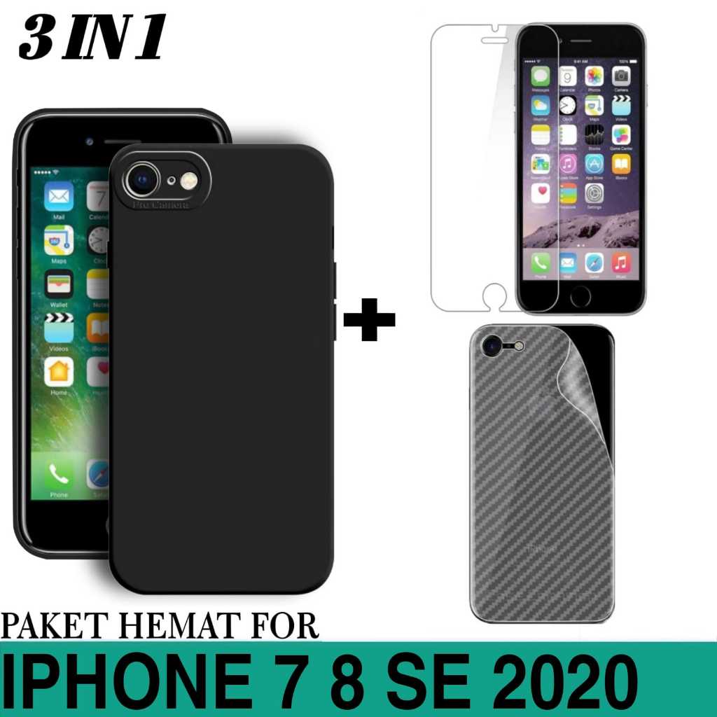 CASE IPHONE 7 8 SE 2020 SOFT CASE LIQUID FREE TEMPERED GLASS DAN GARSKIN