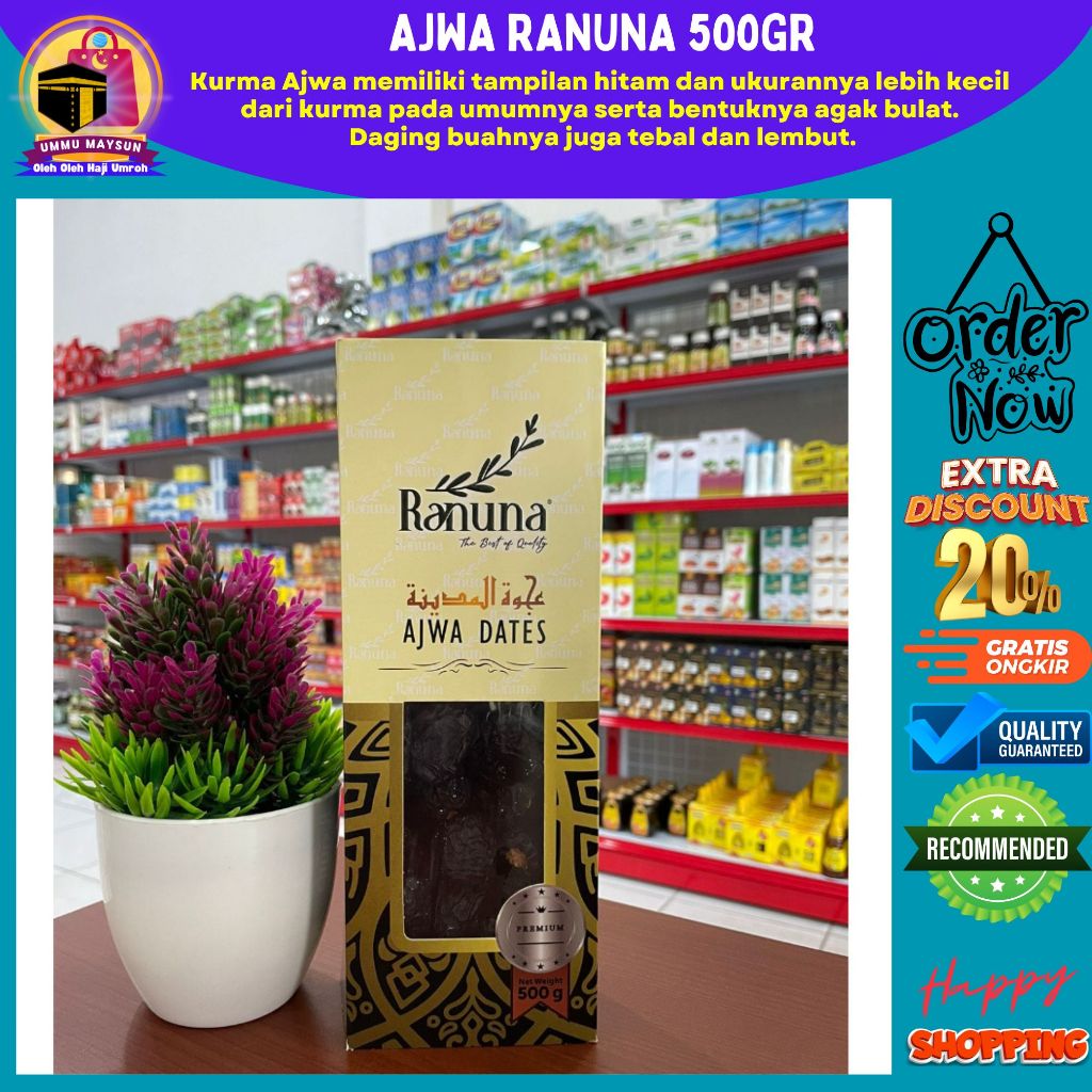 

Kurma Ajwa sunnah Organic Ranuna Premium 500gr Kurma Nabi