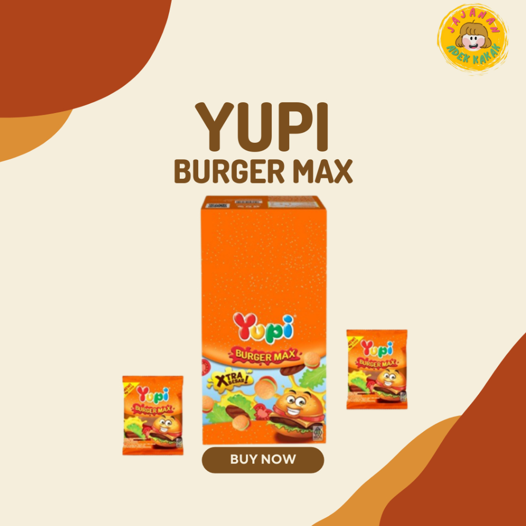 

[1 BOX] Yupi Display Box 12pcs x 12gr [3 Rasa] Burger Max | Love Burger | Waffle Sandwich