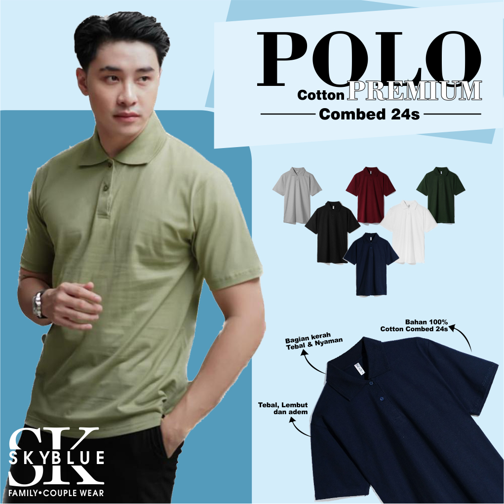 Kaos kerah / polo katun / polo unisex / kaos lengan pendek 24s /Kaos baju polo atasan t shirt oblong