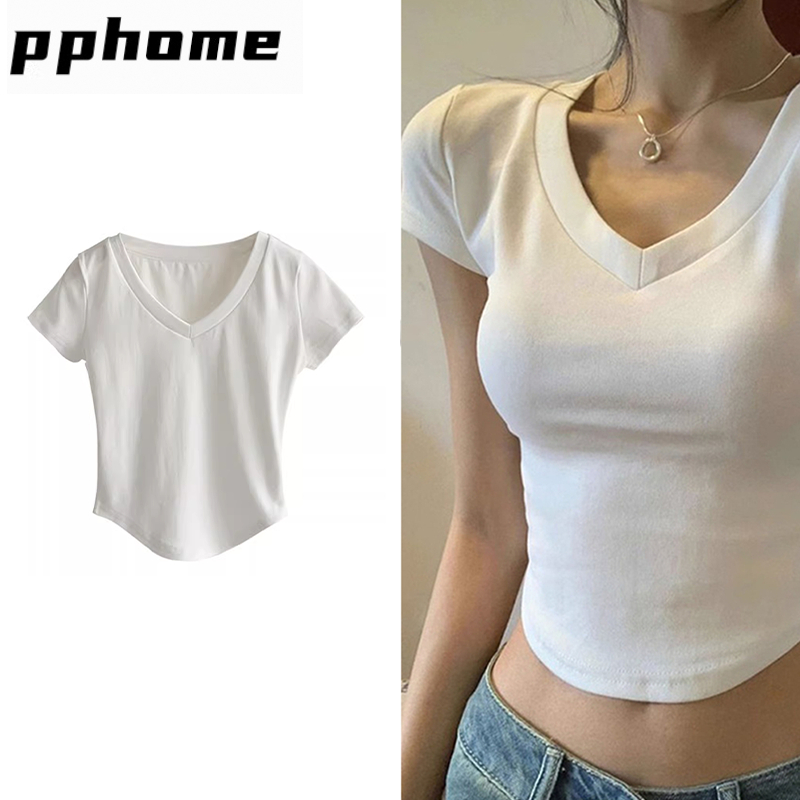 crop top ukuran s/kaos putih/kaos polos wanita crop/atasan kaos/crop top hitam polos