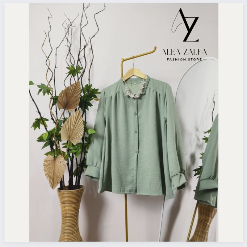 VAIA BLOUSE WANITA KOREAN STYLE OVERSIZE / BAJU ATASAN WANITA CRINKLE AIRFLOW KANCING