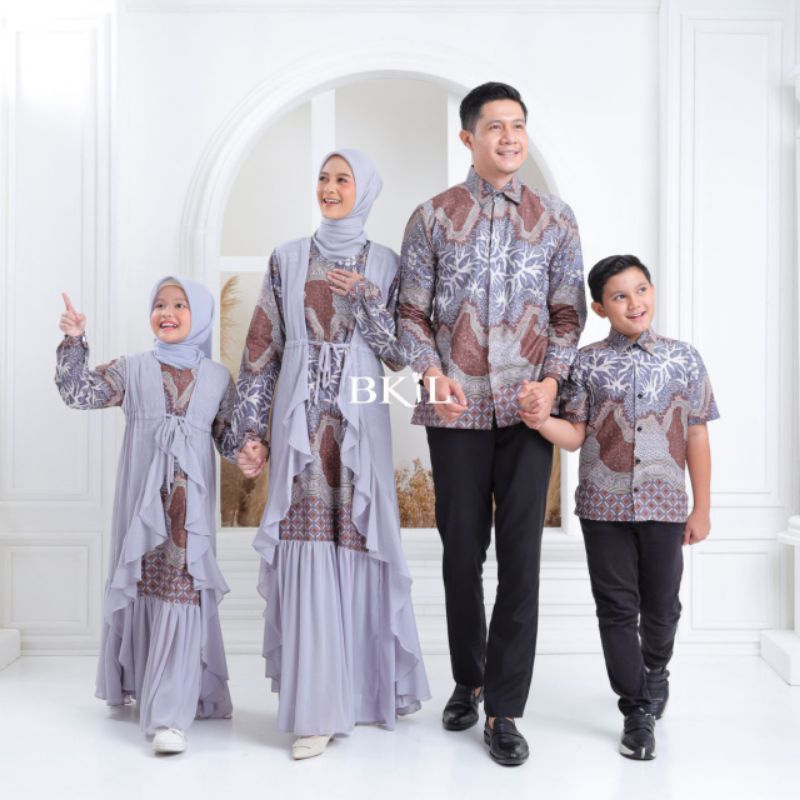 couple keluarga ied series batik gamis kombinasi gamis anak