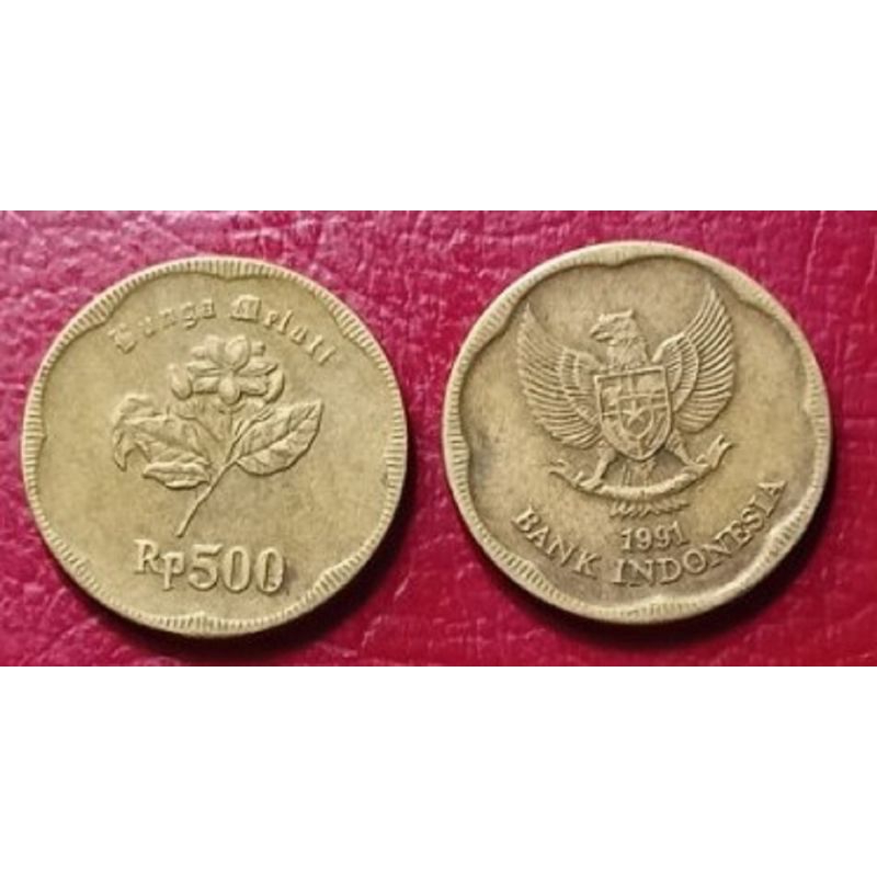 Uang Koin 500 gambar Melati Tahun 1991