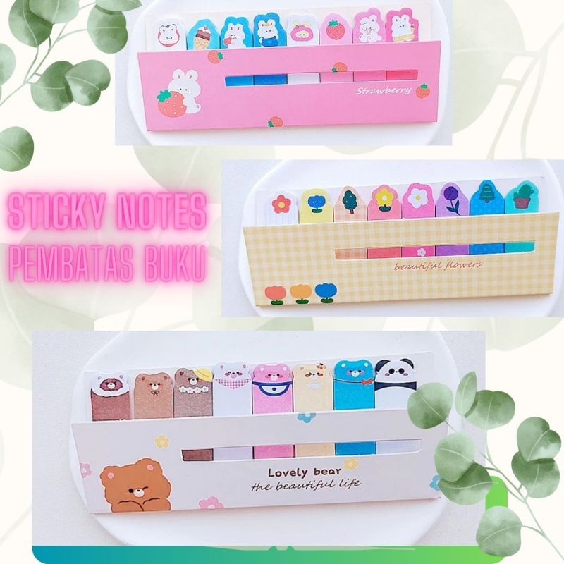 

STICKY NOTES LUCU 8IN1 Tempelan Kertas Catatan 120 Lembar- PEMBATAS BUKU KARAKTER IMUT- ALAT TULIS