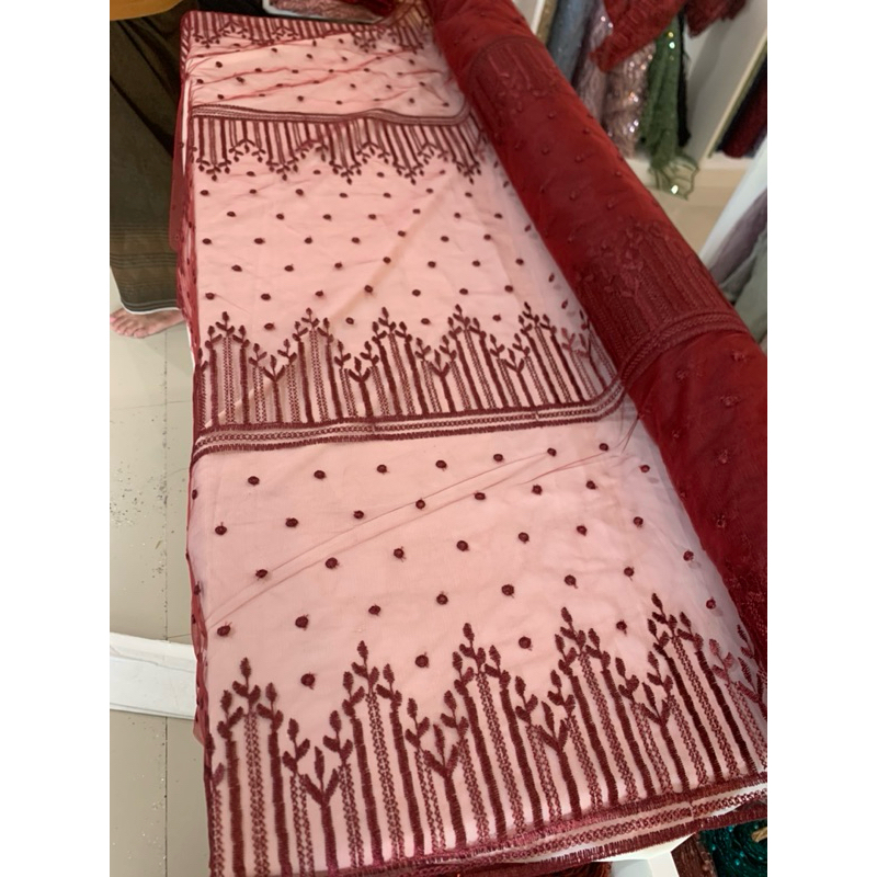 Kain tulle bordir motif etnik sumbawa