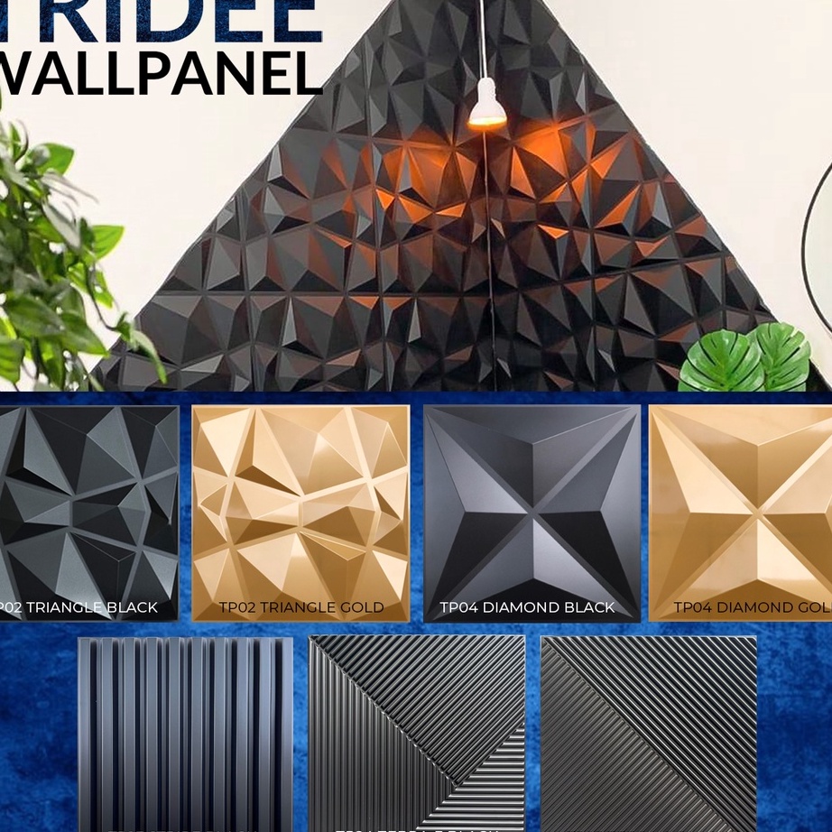 Terbaik TRIDEE WALLPANEL TRIANGLE DIAMOND  WALLPAPER DINDING DEKORASI  WALL PANEL 3D DINDING PVC