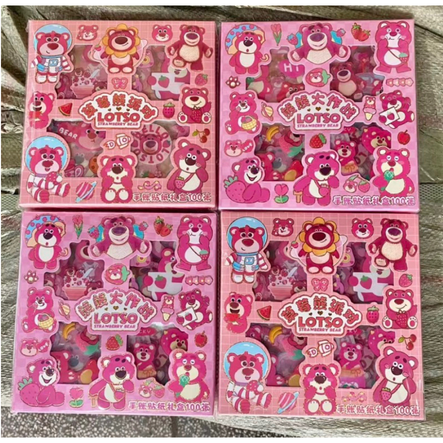 

Stiker Scrapbook TERBARU Box 100 Lembar Lotso Barbie Sanrio Momo Mixue Avenger Sticker Murah Lengkap