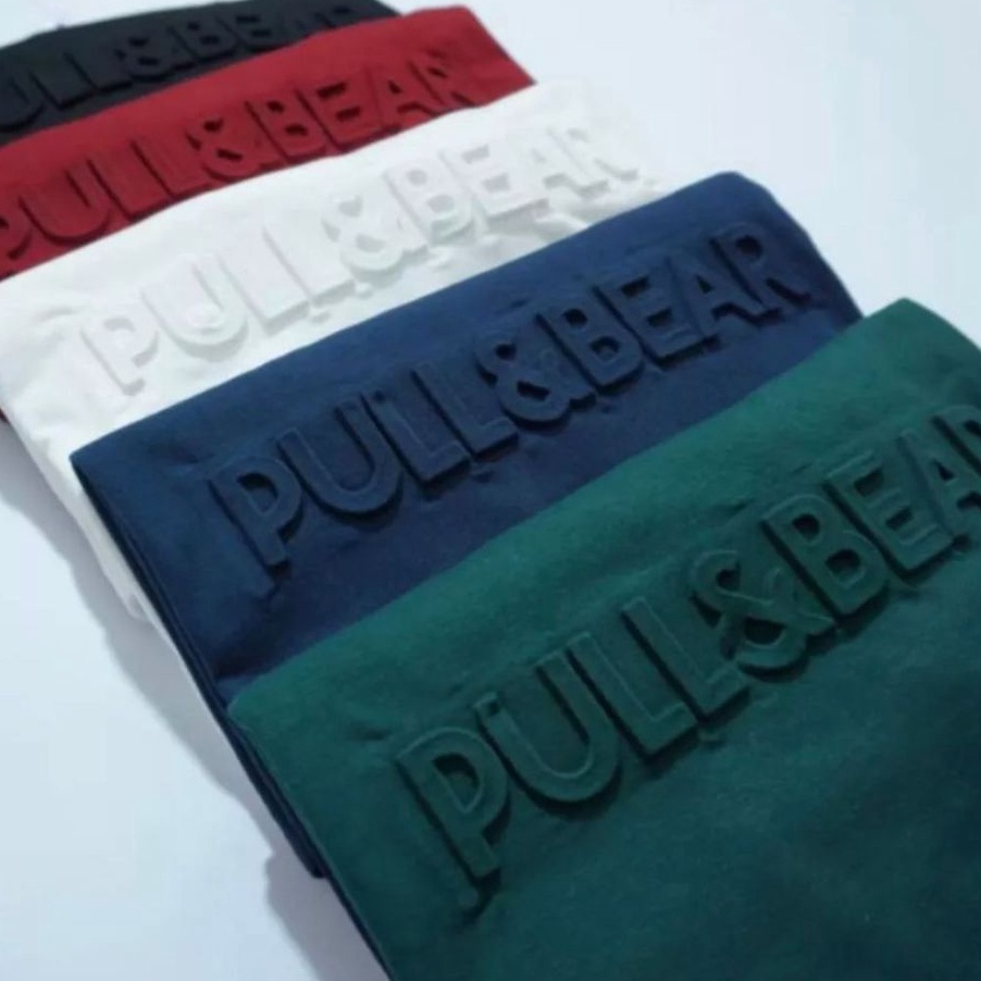 SALE  CUCI GUDANG  TShirt Kaos Pull and Bear Embos Sablon Timbul Distro Premium Ukuran Jumbo M L XL 