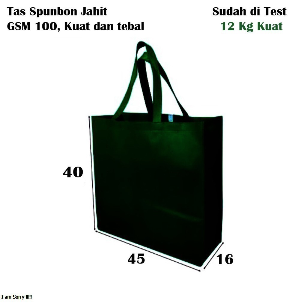 

Goodiebag Jumbo Custom Jahit 45x40x16 GSM 100 Spunbon Kuat 12 kg lebih / Tas Belanja Jumbo