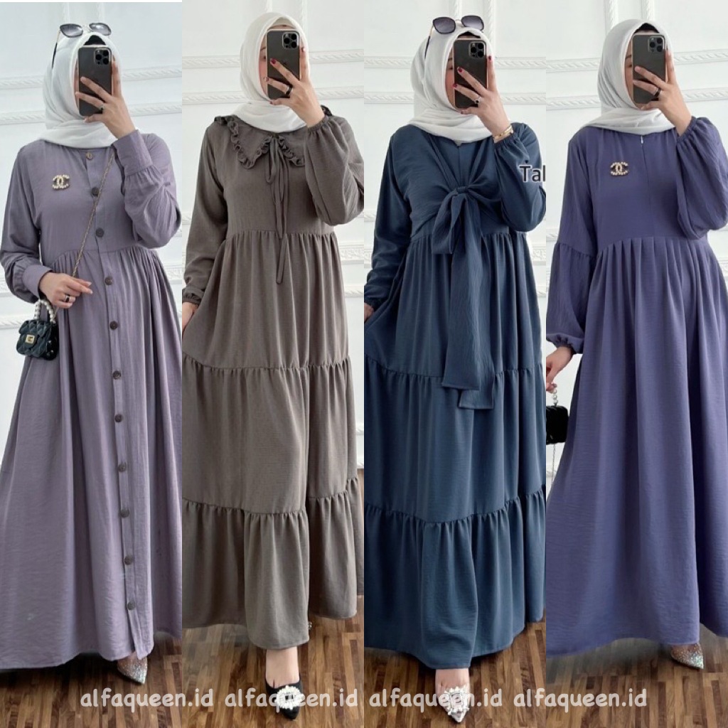 Dress / Gamis Edisi Grey Polos | Cotton Katun Toyobo Santorini Rayon Viscose Twill Crinkle Airflow A