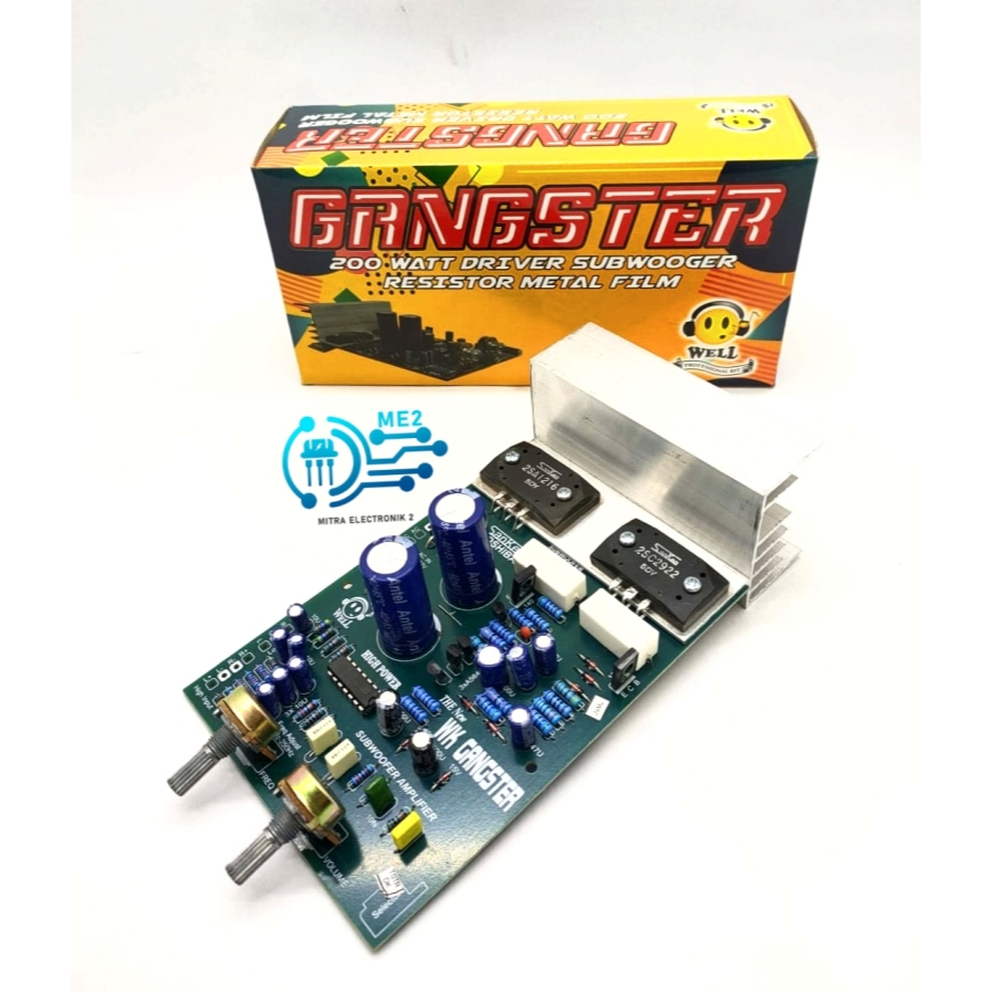 Rakitan Powe Amplifier Kit Subwoofer Aktif GANGSTER 200 watt 2 Potensio