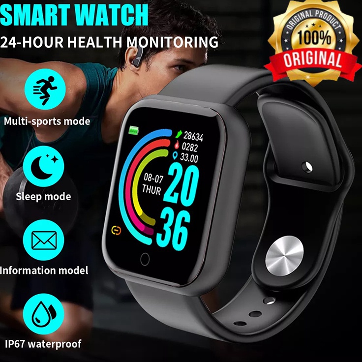 Plus SmartWatch Y68 Plus Sport Tahan Air Bluetooth Smart Watch Pelacak Kebugaran Gelang Pedometer He