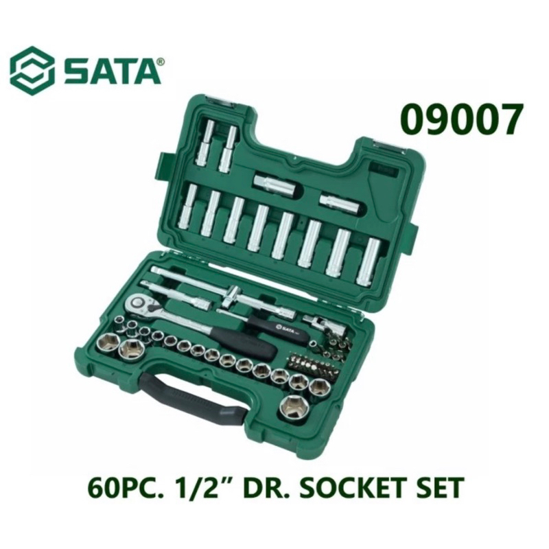 SATA KUNCI SOCKET METRIC SET 09007- 60PCS 1/2 INCH DR. SOCKET SET