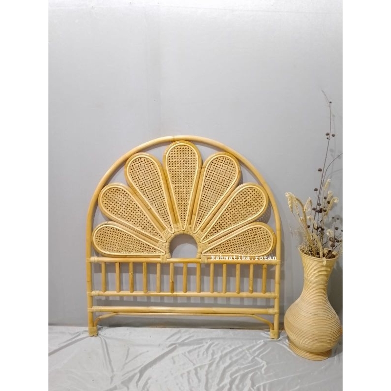 headboard rotan size dipan 120 motif bunga webbing/headbed rotan
