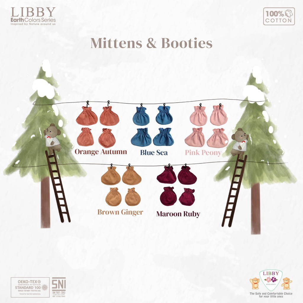 LIBBY EARTH COLORS SERIES Sarung Tangan dan Kaki Bayi POLOS